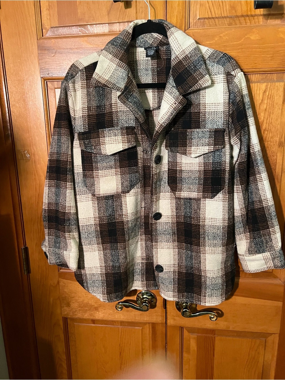 Rue21 Kids Brown & Cream Plaid Button-Front Jacket